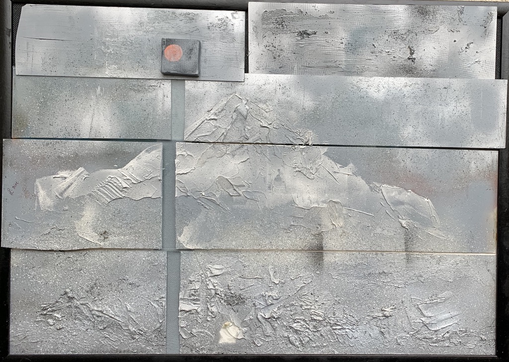Ziellose Landschaft 2011 54X74 Öl auf Glas